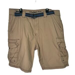 IRON CO Hybrid Cargo Shorts Mens 40 Khaki 4 Way Stretch Belt Cotton Spandex